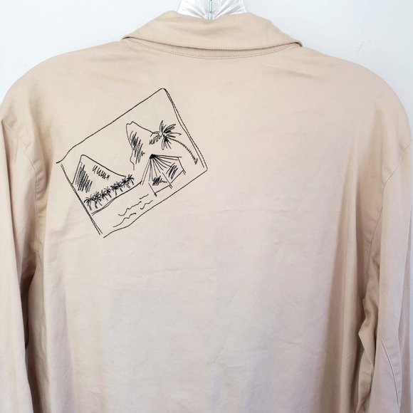 Hearts Of Palm Women's Tan Embroidered Button Down Lightweight Jacket Coat - Picture 10 of 16